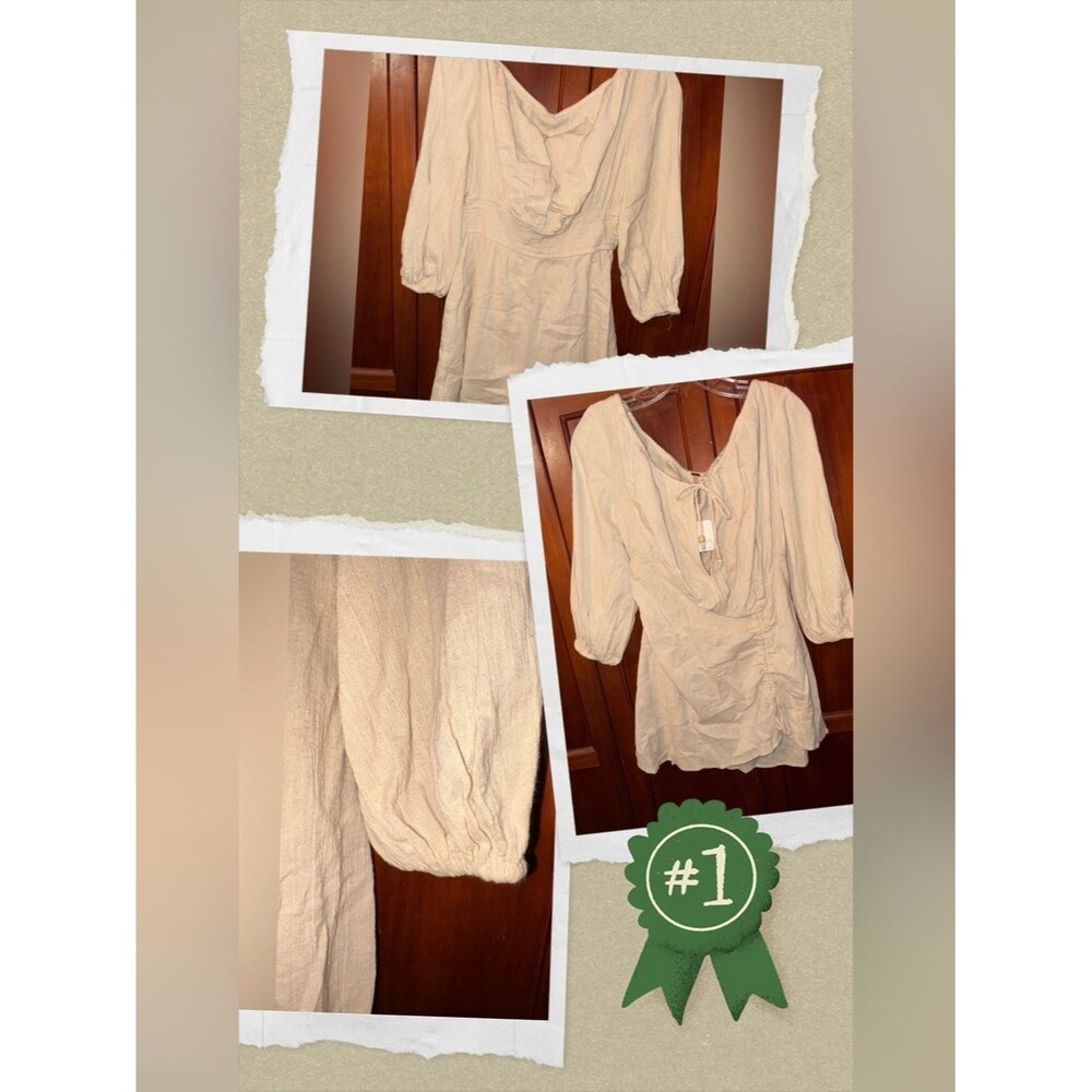 Free People Cream Blouse with Tie Detail 19↔️29↕️ #1232